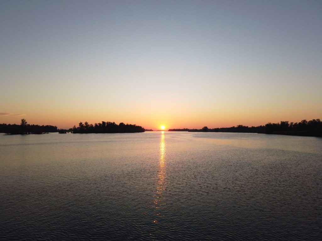 Zonsondergang Biesbosch tijdens Nebrin bijeenkomst.